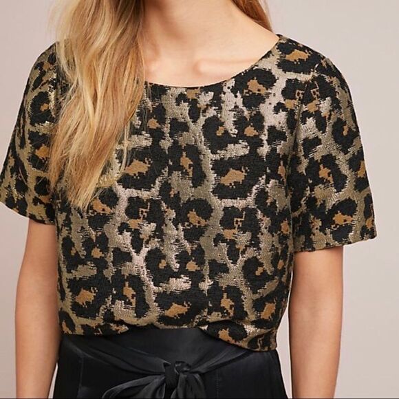 Hutch for Anthropologie Leopard Metallic Top size small - Picture 6 of 8